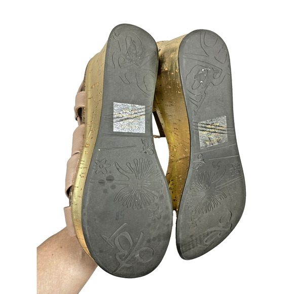 OTBT Far Side Platform Wedge Sandal Knotted Neutral Brown Taupe Leather Size 8.5 - Picture 10 of 10